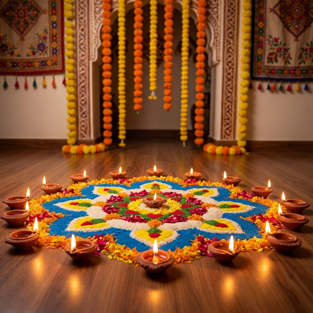 Festive saree styling arrangement