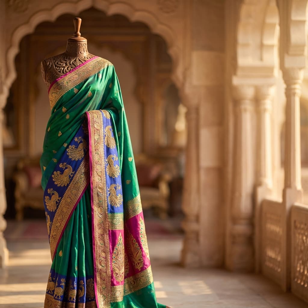 Kanchipuram silk saree with rich zari detailing